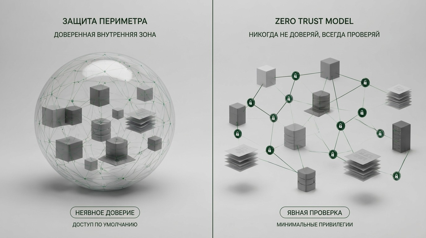 разница zero trust от защиты внешнего перриметра